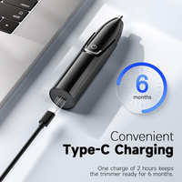 Schwarzes USB-C-Ladegerät für Rasierer, kompatibel mit Laptop, 6 Monate Akkulaufzeit.