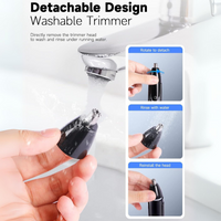 Abnehmbarer, waschbarer Nasenhaarschneider, schwarz, unter fließendem Wasser reinigen.