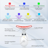 7-Farben-LED-Gesichtsmassagegerät, Anti-Aging, Hautpflege, USB, Lichttherapie, rot, blau, grün.