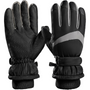 Schwarze Winterhandschuhe, wasserdicht, isoliert, mit grauen Akzenten, für Outdoor-Aktivitäten.