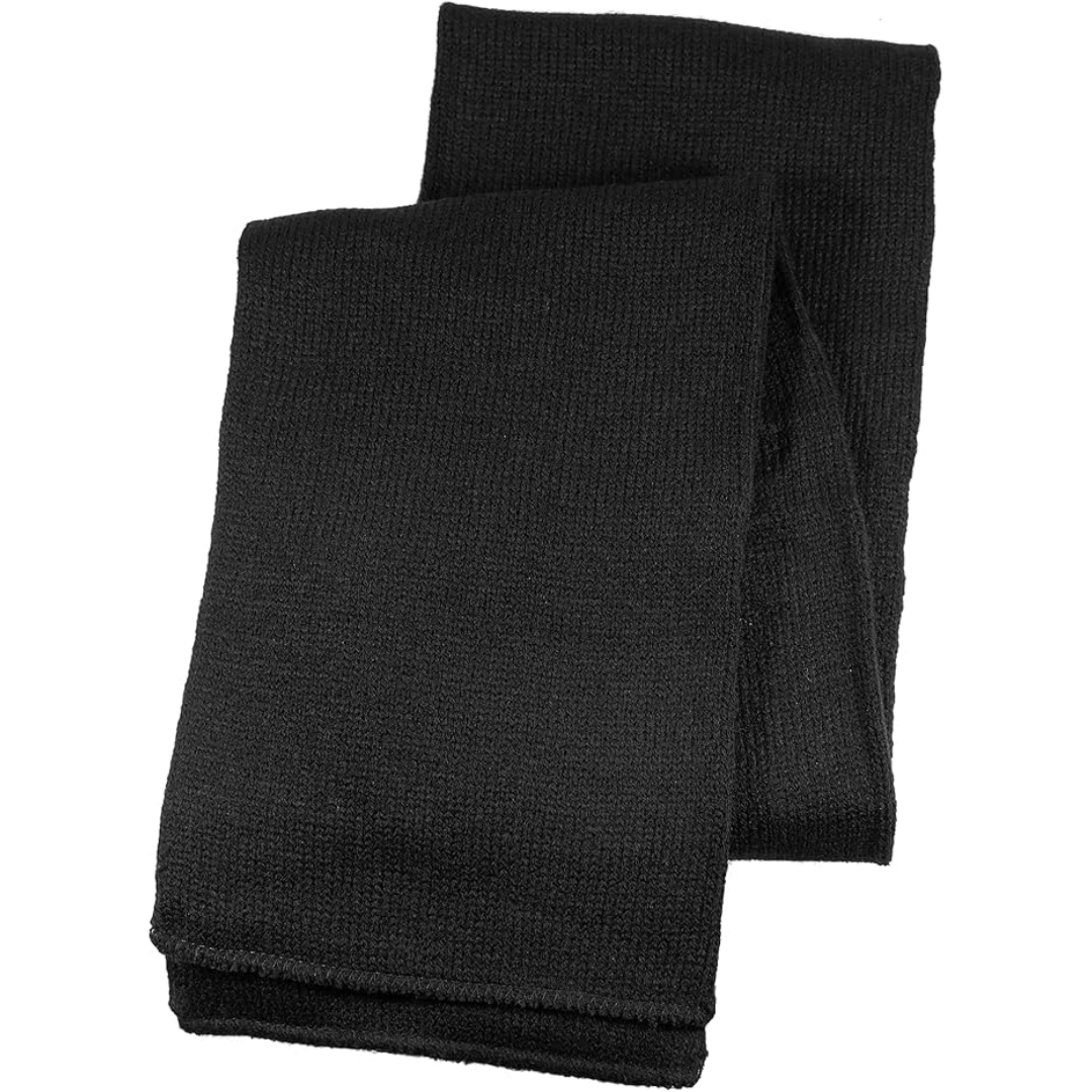 Schwarzer Strickschal aus Wolle, warm und weich, ideal für Wintermode und kaltes Wetter.