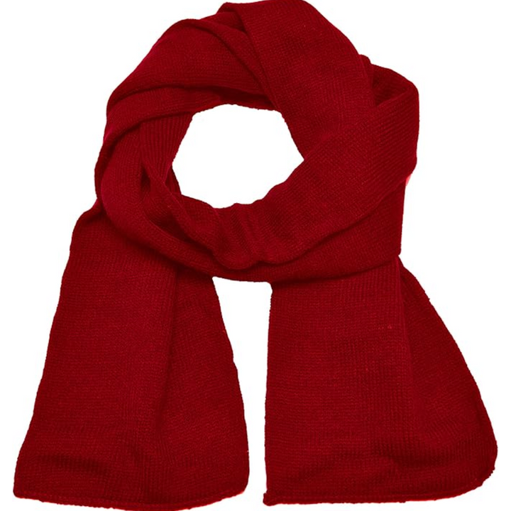 Roter Schal aus Wolle, warm und weich, ideal für Wintermode und kaltes Wetter.
