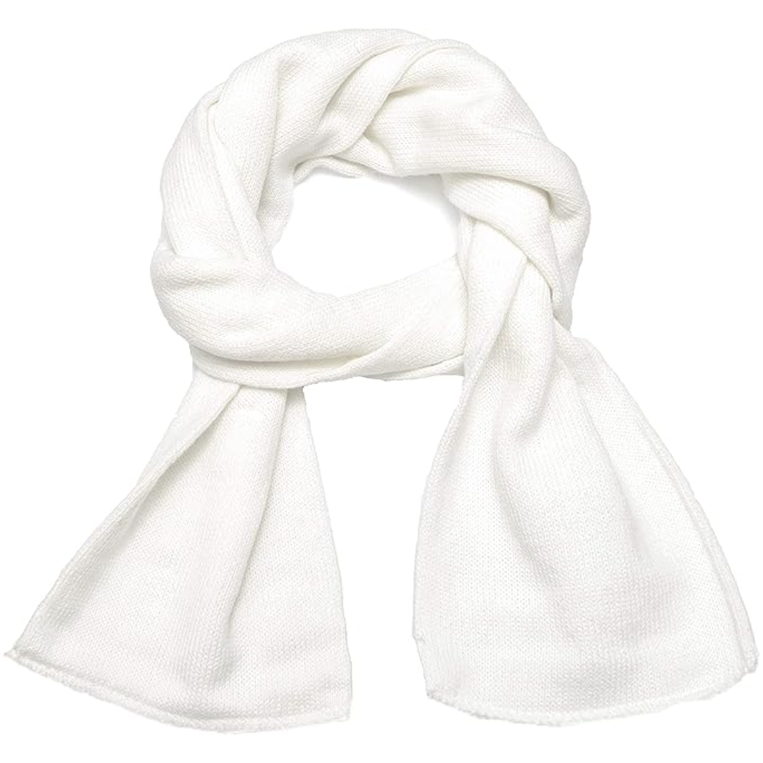 Weißer Schal aus Wolle, weiches Winteraccessoire, modisch und warm, ideal für kalte Tage.