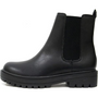 Schwarzer Chelsea Boot aus Leder mit Profilsohle, seitlichem Gummieinsatz, Damenstiefel.