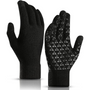 Schwarze Touchscreen-Handschuhe, rutschfest, gestrickt, für Winter, Unisex.