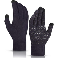 Schwarze Touchscreen-Handschuhe, gestrickt, rutschfest, für Winter, Unisex.