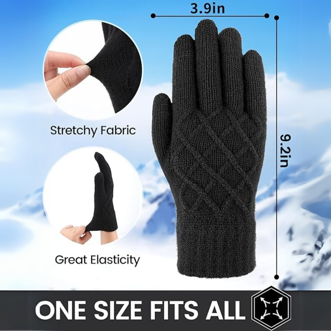Schwarzer Winterhandschuh, dehnbarer Stoff, große Elastizität, Einheitsgröße, 9,2 Zoll lang.