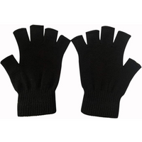 Schwarze fingerlose Handschuhe, gestrickt, Unisex, Wintermode, warm, bequem.
