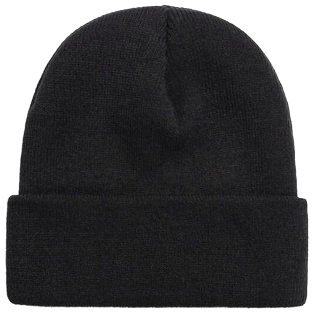 Schwarze Strickmütze aus Wolle, Unisex Wintermode, warme Beanie für kalte Tage.