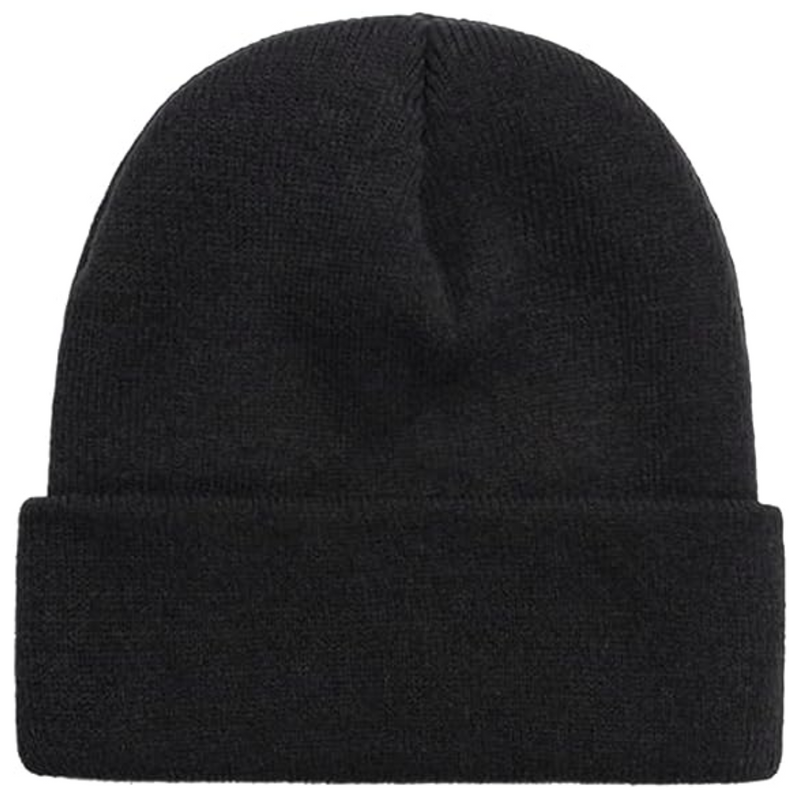 Schwarze Strickmütze aus Wolle, Unisex Wintermode, warme Beanie für kalte Tage.