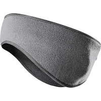 Graues Fleece-Stirnband, warm, elastisch, ideal für Outdoor-Sport im Winter.
