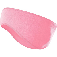 Rosa Stirnband aus Fleece, warm, weich, ideal für Sport und Outdoor-Aktivitäten im Winter.