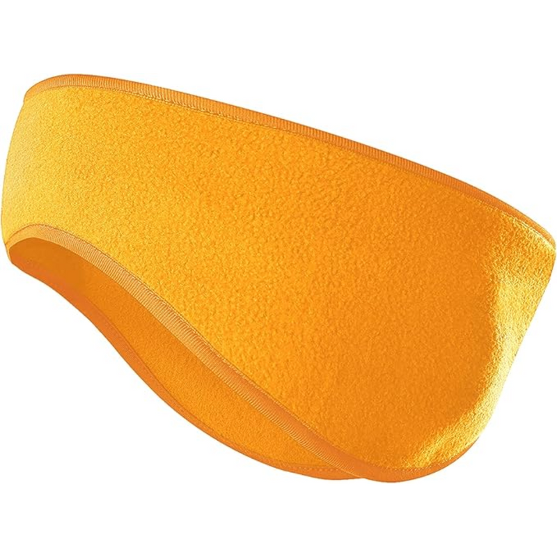 Orangefarbenes Fleece-Stirnband, warm, elastisch, ideal für Outdoor-Sport im Winter.