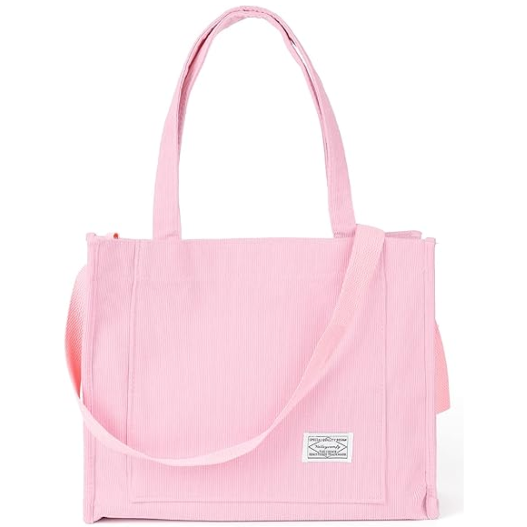 Rosa Canvas-Tasche mit Schulterriemen, modisch, langlebig, ideal für Alltag und Reisen.