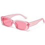 Rosa rechteckige Sonnenbrille, transparent, modisch, UV-Schutz, Damen-Accessoire.