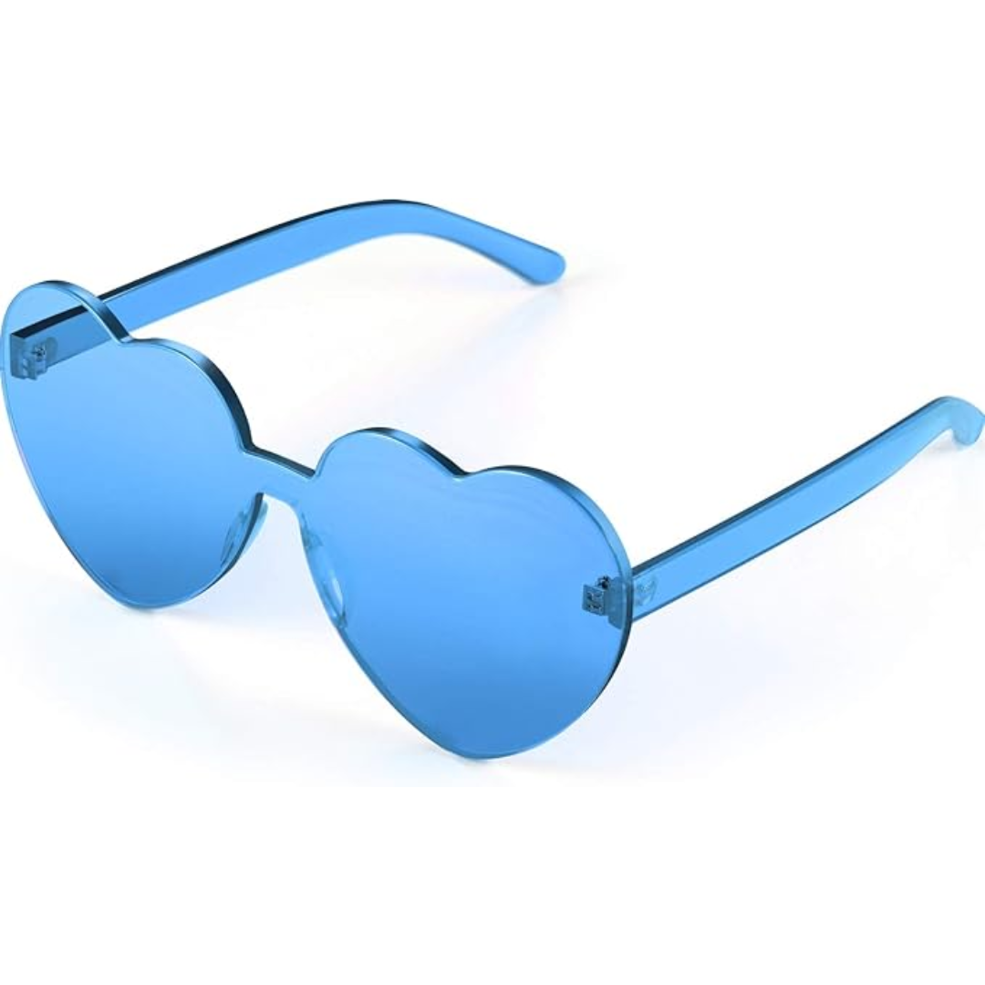 Blaue herzförmige Sonnenbrille, modisches Accessoire, UV-Schutz, trendige Brille.