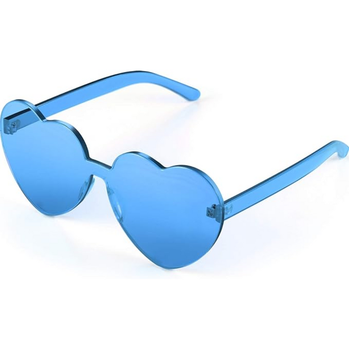 Blaue herzförmige Sonnenbrille, modisches Accessoire, UV-Schutz, trendige Brille.