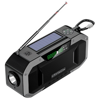 Tragbares Solar-Radio mit LED-Taschenlampe, Kompass und Antenne, ideal für Outdoor-Aktivitäten.