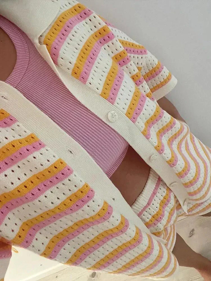 Gestreifte Damen Sommerhose mit Top und Shorts – Faye