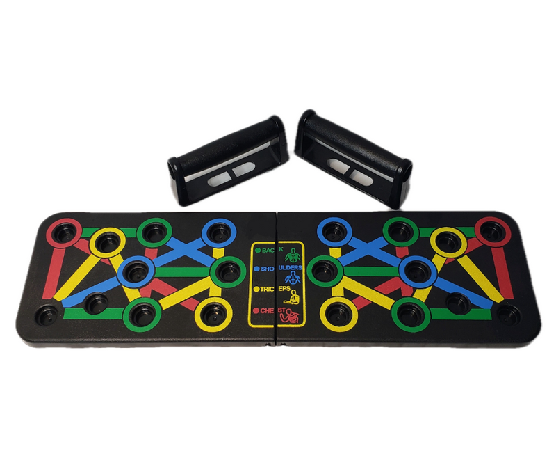 Buntes Geschicklichkeitsspiel mit farbigen Ringen und Griffen, ideal für Kinder und Erwachsene.