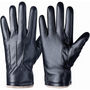 Schwarze Lederhandschuhe für Herren, warm gefüttert, elegant, Wintermode-Accessoire.