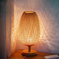 Vintage Bambus Tischlampe, handgefertigt, chinesischer Stil, Wohnzimmer Schlafzimmer Dekor.