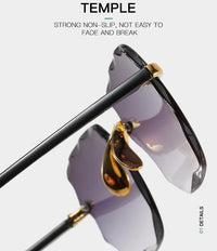 Vintage randlose Sonnenbrille, schwarz-gold, UV-Schutz, modisch, langlebig, rutschfest.