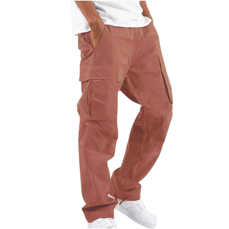 Rote Cargohose für Herren, Baumwolle, lässig, Taschen, modisch, bequem, Freizeitkleidung.