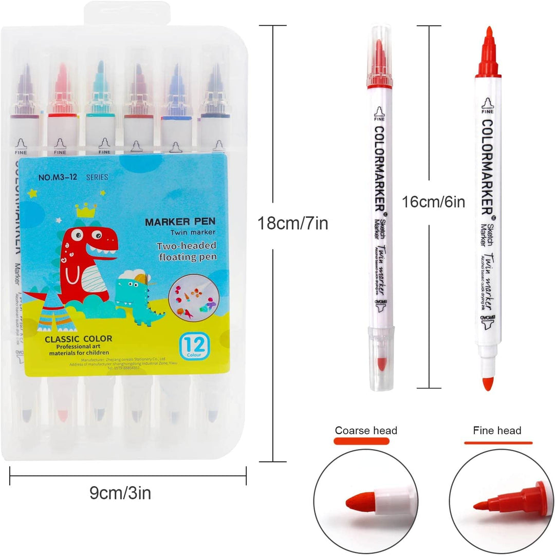 Zweifarbiger Marker-Stift, rot-blau, 16cm, für Kinder, Malen, Zeichnen, Kunststoff.