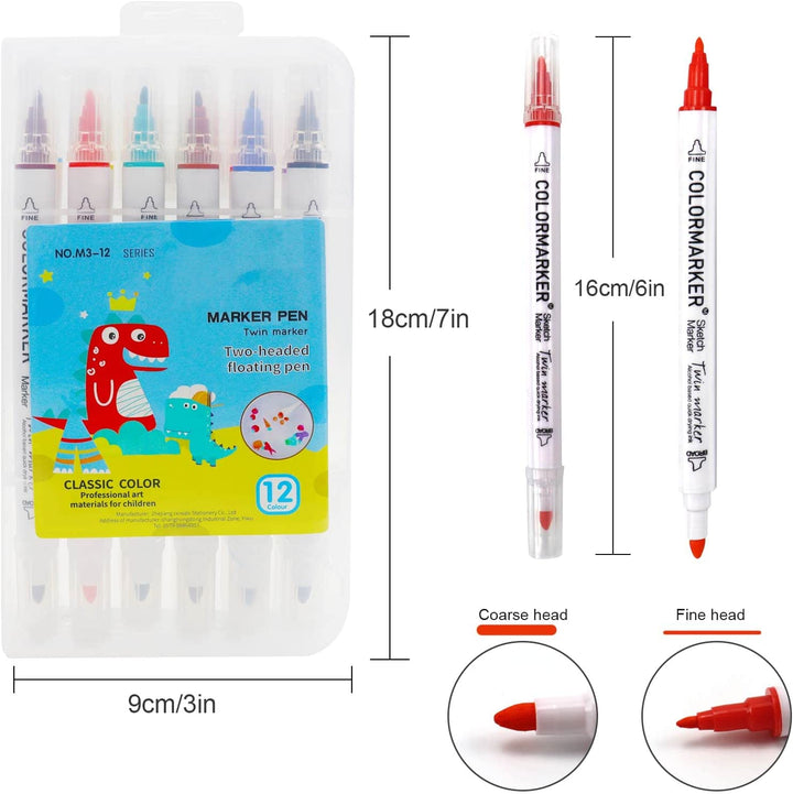 Zweifarbiger Marker-Stift, rot-blau, 16cm, für Kinder, Malen, Zeichnen, Kunststoff.