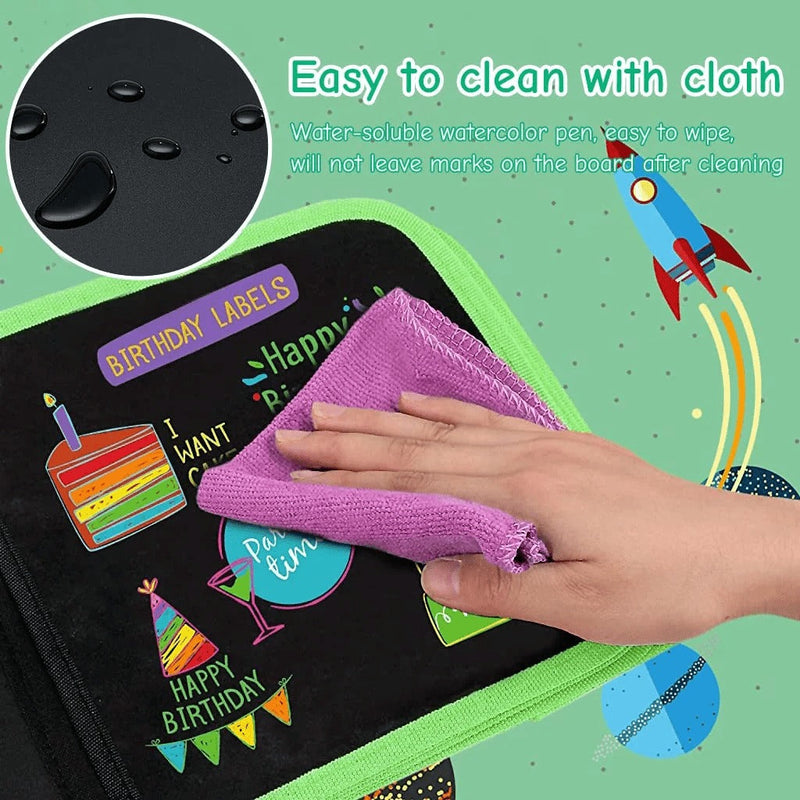 Wiederverwendbares Lern- & Zeichenbuch für Kinder – inkl. 12 Stifte