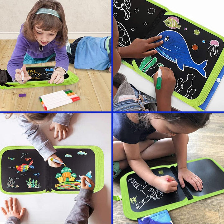 Wiederverwendbares Lern- & Zeichenbuch für Kinder – inkl. 12 Stifte