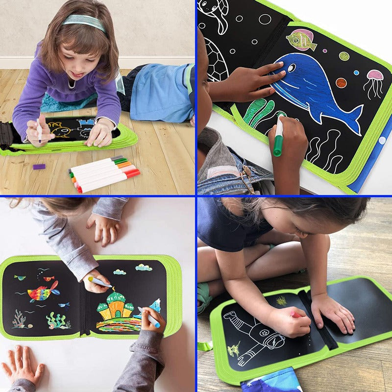 Wiederverwendbares Lern- & Zeichenbuch für Kinder – inkl. 12 Stifte