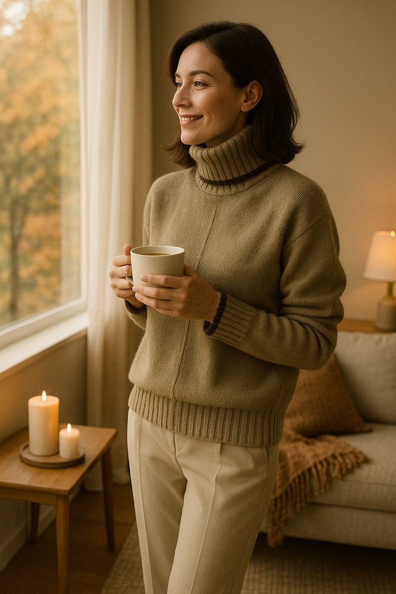 Weicher Kaschmirmix Damenpullover mit Stehkragen – Liv