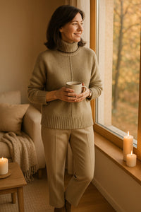 Weicher Kaschmirmix Damenpullover mit Stehkragen – Liv