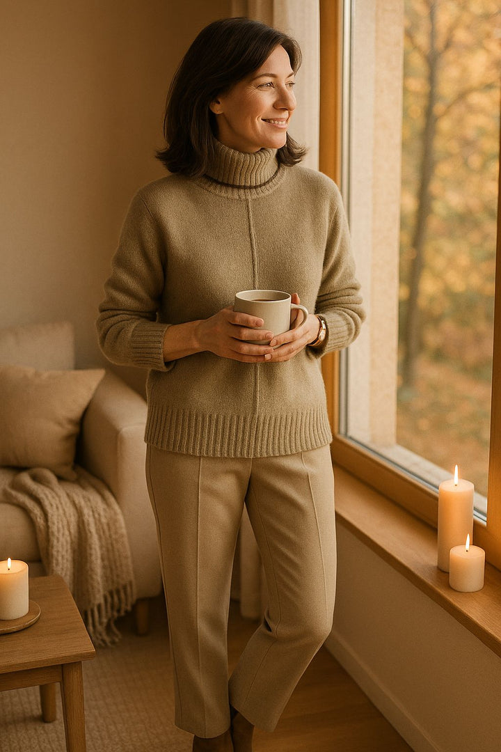 Weicher Kaschmirmix Damenpullover mit Stehkragen – Liv