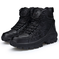 Schwarze winddichte Wanderschuhe, robustes Design, Outdoor-Stiefel für Herren.