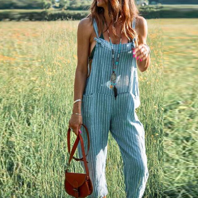 Damen Sommer Jumpsuit mit Verstellbaren Trägern und Tapered Legs – Mireya