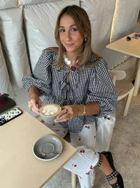 Karierte Damenbluse mit Puffärmeln – Maeve Herbstzauber Edition