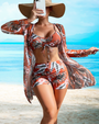 Dreiteiliger Bikini-Set mit Hohem Bund und Cover-Up – Marisse