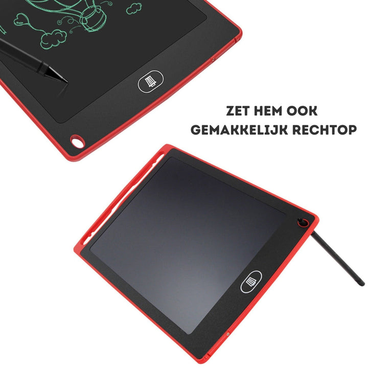 Rotes LCD-Schreibtablett mit Stift, ideal für Notizen und Zeichnungen, tragbar und wiederverwendbar.