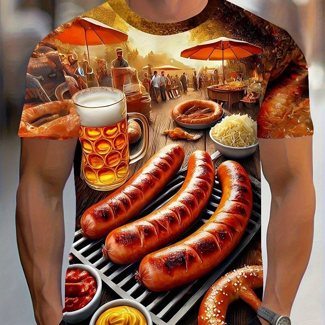 Herren Kurzarm T-Shirt mit BBQ- & Bier-Print – Karl Oktoberfest 2025