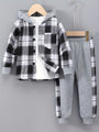 2-teiliges Jungen-Set Jordy mit kariertem Herbst-Hoodie und Jogginghose