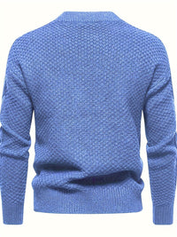 Blauer Strickpullover Herren, Baumwolle, grob gestrickt, modisch, bequem, langärmelig.