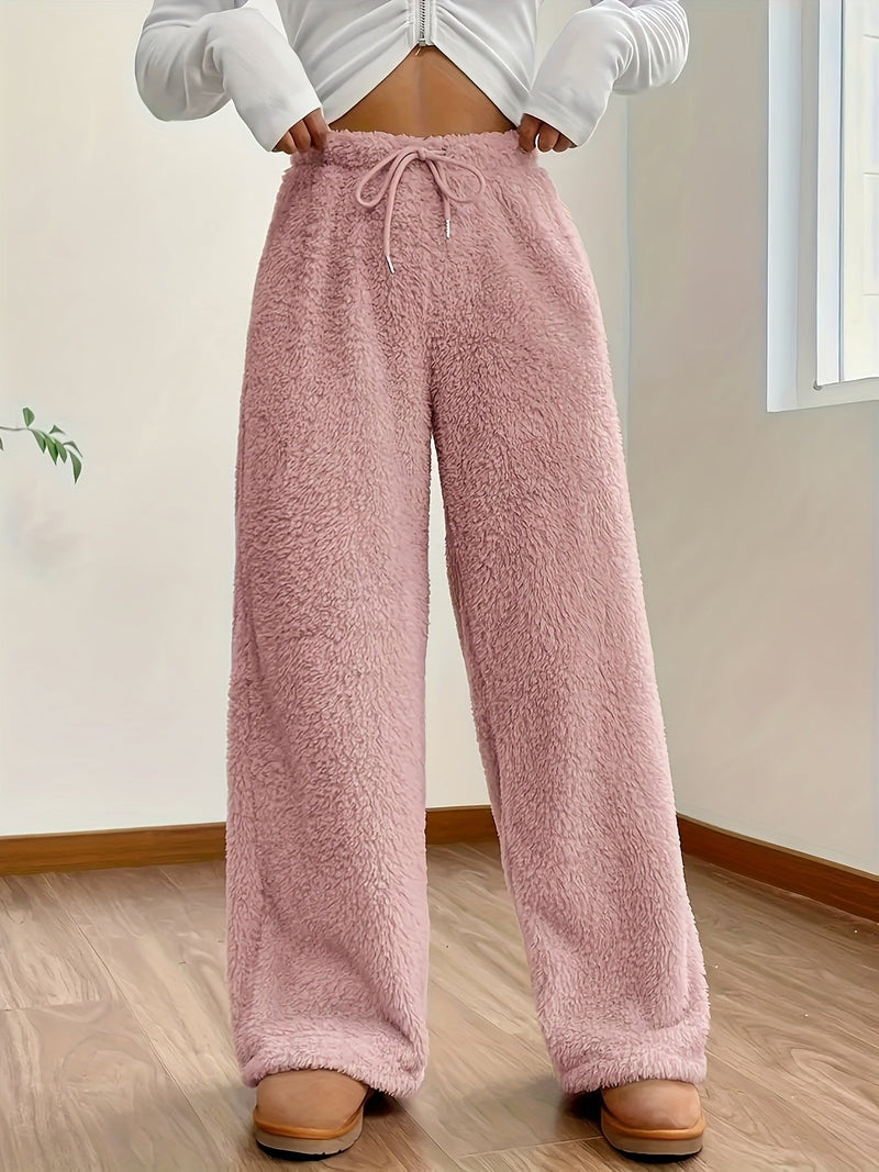 Weiche Teddy Sherpa Loungehose für Damen – Noémie Winterzauber Edition