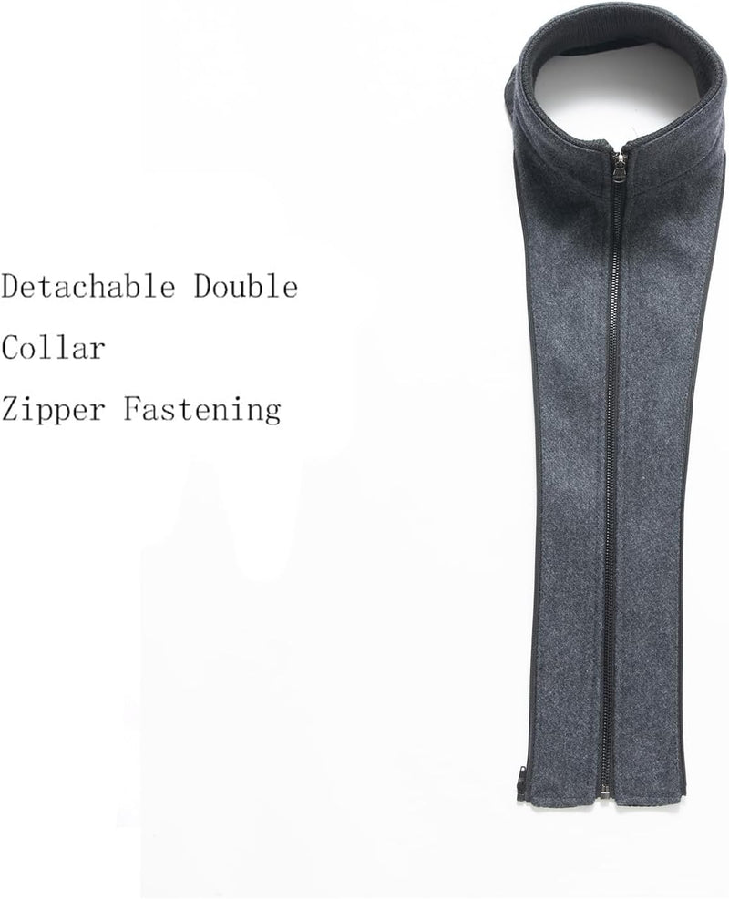 Abnehmbarer Doppelkragen, Reißverschluss, dunkelgrau, modisches Accessoire, vielseitig einsetzbar.