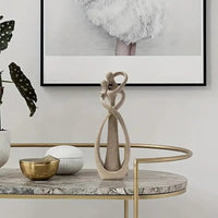 Abstrakte Skulptur aus Harz, modernes Paar-Design, beige, für Heim- und Bürodekoration.