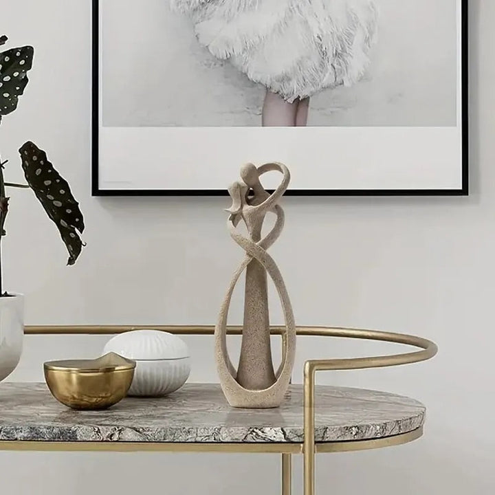 Abstrakte Skulptur aus Harz, modernes Paar-Design, beige, für Heim- und Bürodekoration.