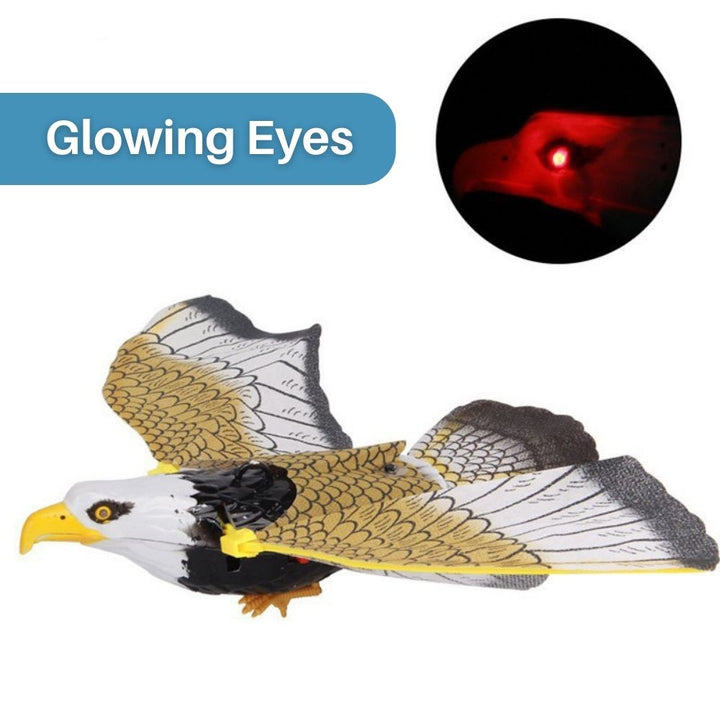 Ferngesteuerter Adler mit leuchtenden Augen, Spielzeug, weiß-goldene Flügel, Kinder, Geschenk.