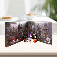 Geister-Adventskalender mit Figuren, Halloween-Motiv, gruseliges Design, 24 Türchen.
